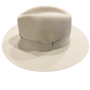 Rag & Bone Lenny Wool Fedora Hat Small Beige Cream Shell Wide Brim‎ Minimalist